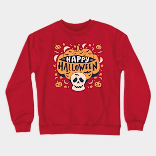 Halloween Skull and Pumpkin Design Crewneck Sweatshirt